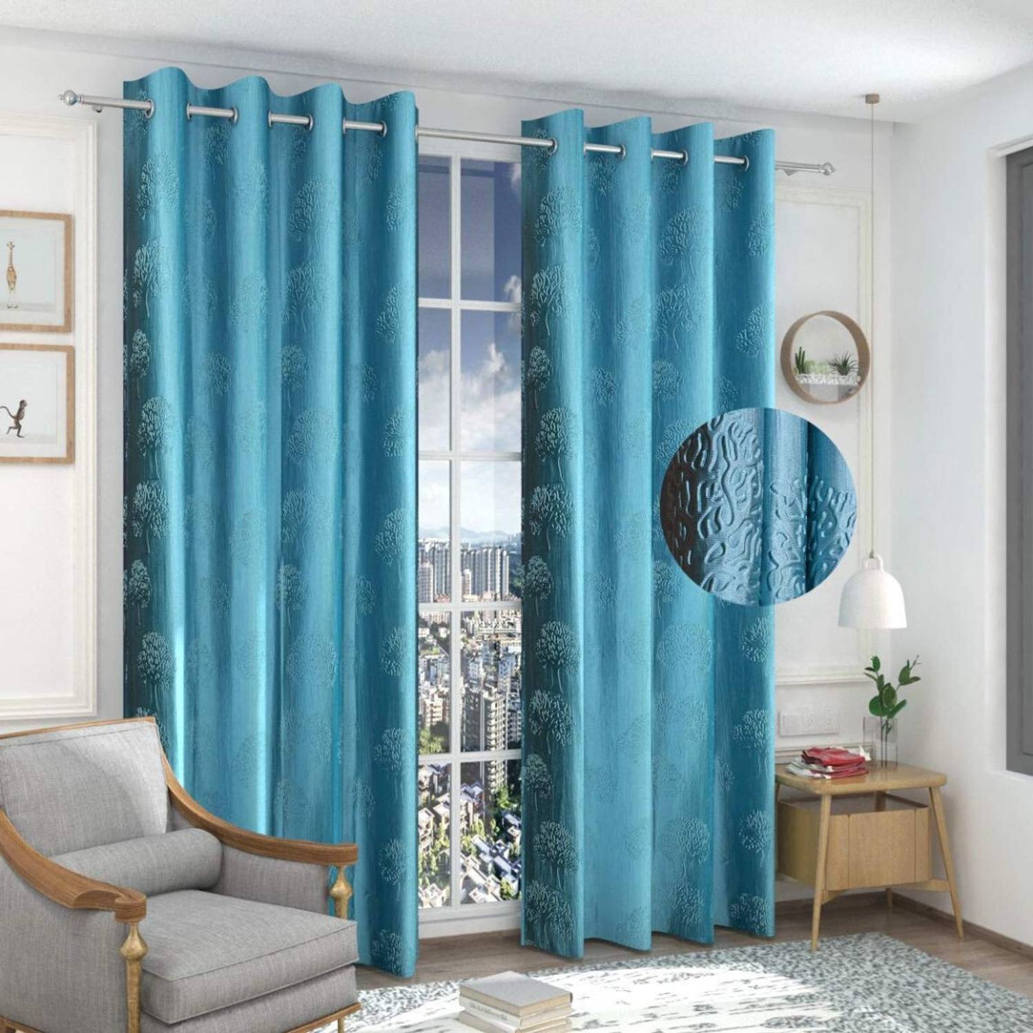 AH ARTSY HOME 275 cm (9 ft) Long Door Polyester Room Darkening Curtain (Pack Of 2)
