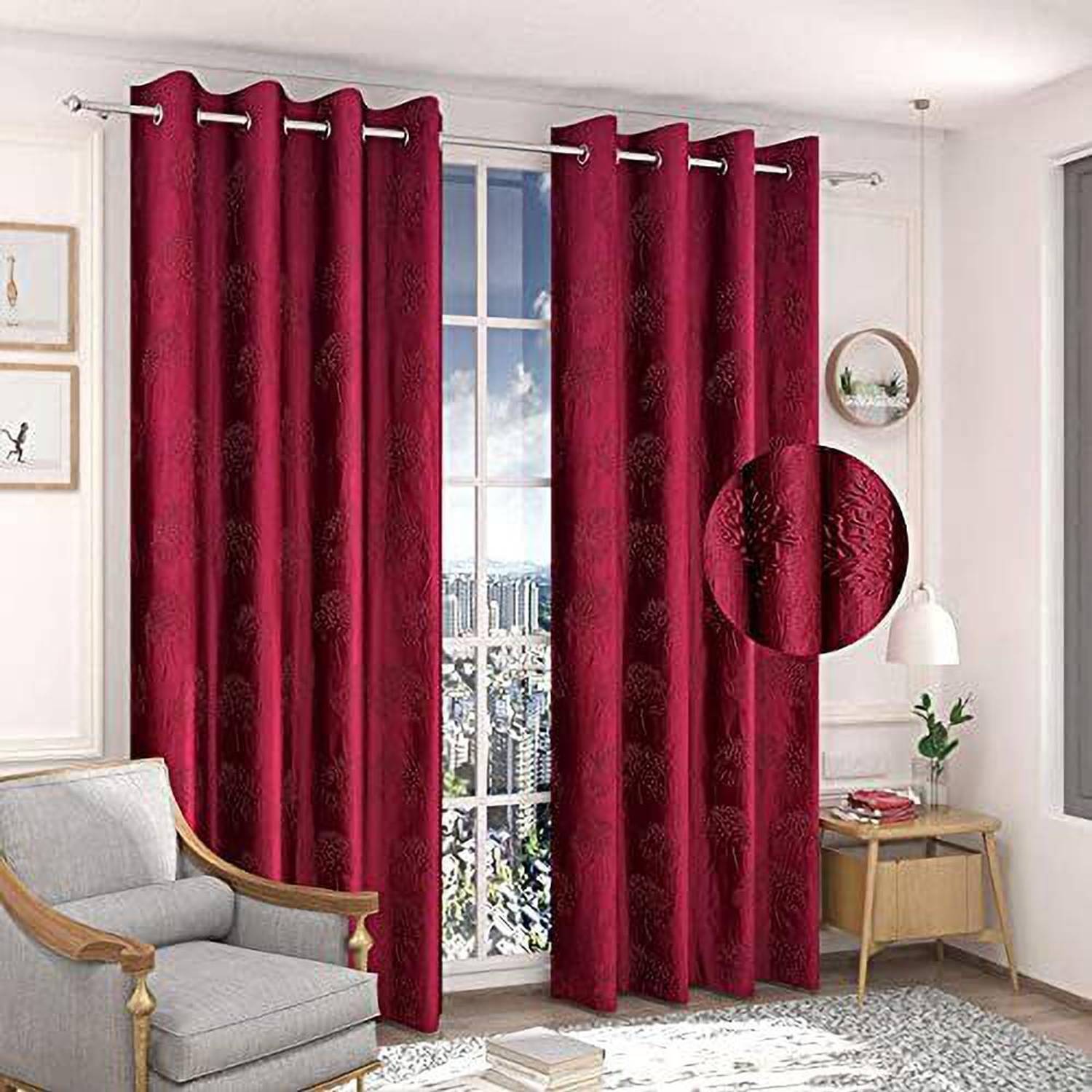 Amazingchoices 151.92 cm (5 ft) Window Polyester Room Darkening Curtain (Pack Of 2)