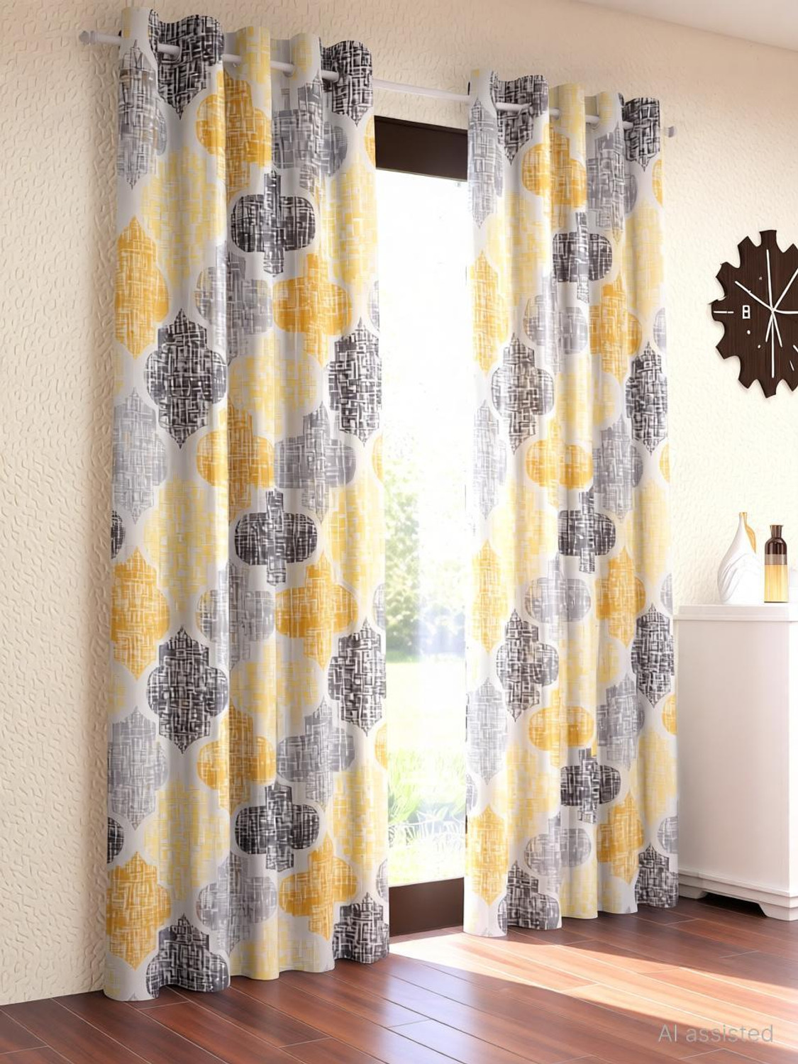 Image of Home Sizzler 153 cm (5 ft) Window Polycotton Semi Transparent Curtain (Pack Of 2)