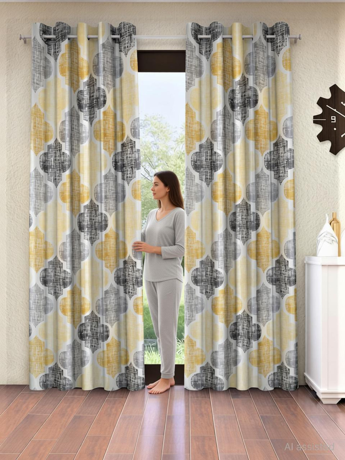 Image of Home Sizzler 153 cm (5 ft) Window Polycotton Semi Transparent Curtain (Pack Of 2)