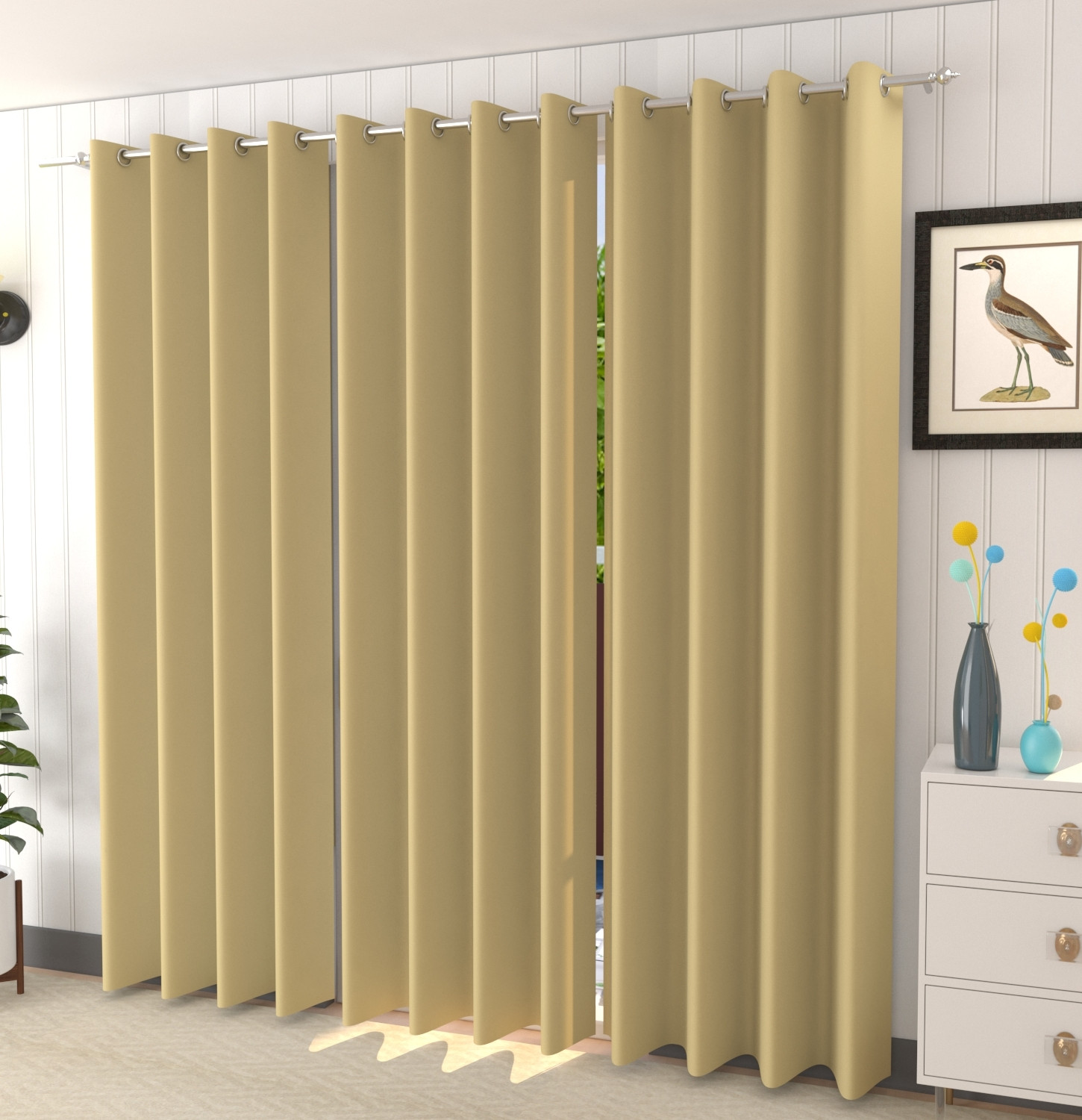 Diara Homes 153 cm (5 ft) Window Silk Blackout Curtain (Pack Of 2)