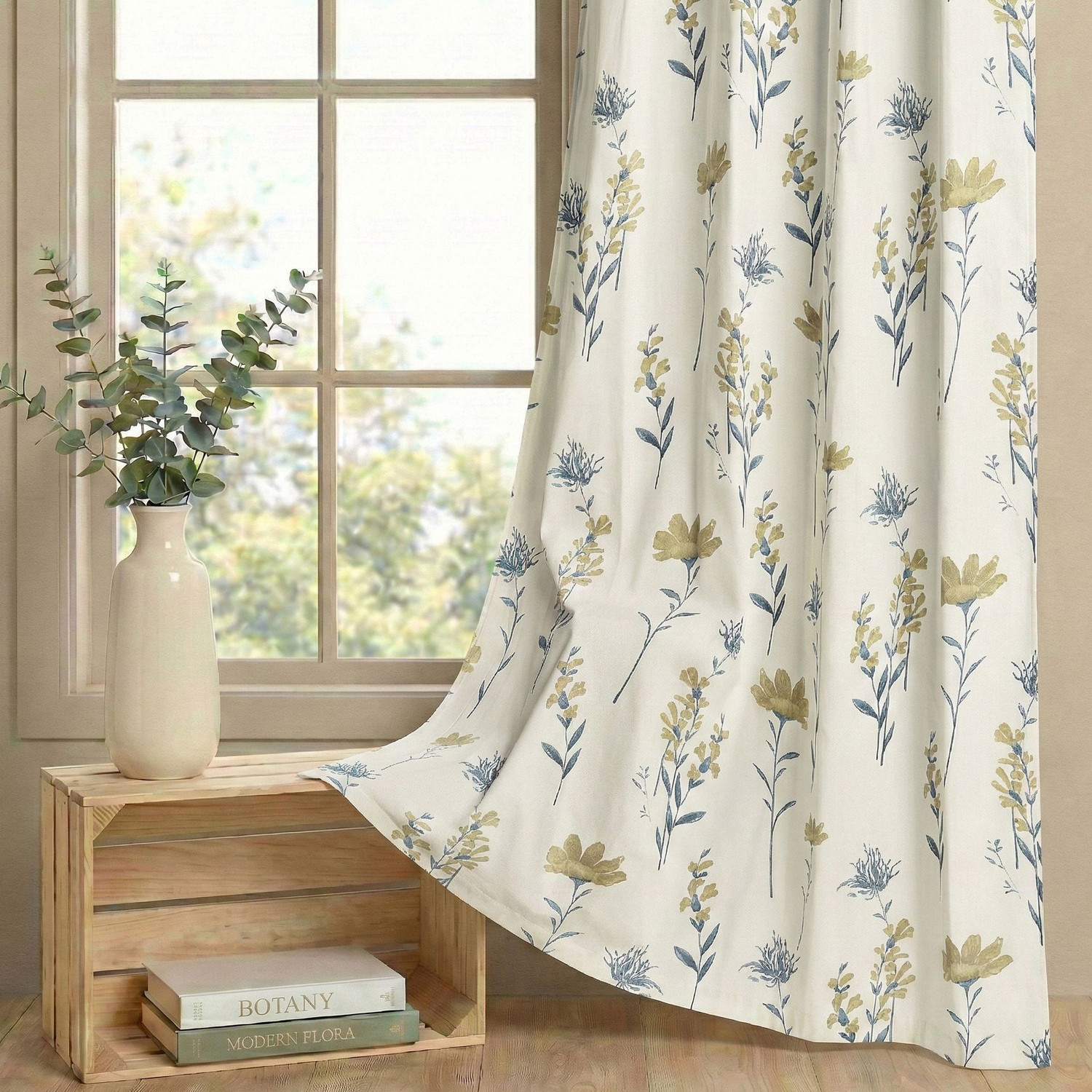 Image of Huesland 243 cm (8 ft) Long Door Cotton Room Darkening Curtain Single Curtain