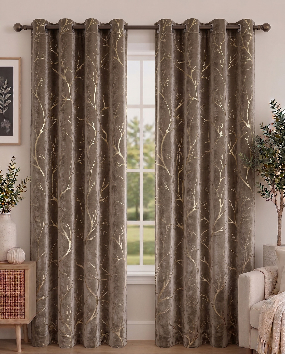 Image of WovenWindows 213 cm (7 ft) Door Velvet Room Darkening Curtain (Pack Of 2)