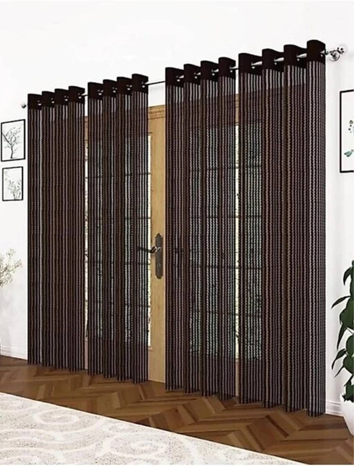 AH ARTSY HOME 214 cm (7 ft) Door Tissue, Net Semi Transparent Curtain (Pack Of 4)