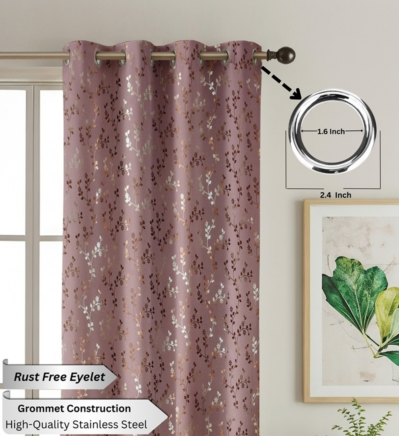 Image of RED RIBBON DECOR 152.4 cm (5 ft) Window Polyester Blackout Curtain (Pack Of 2)