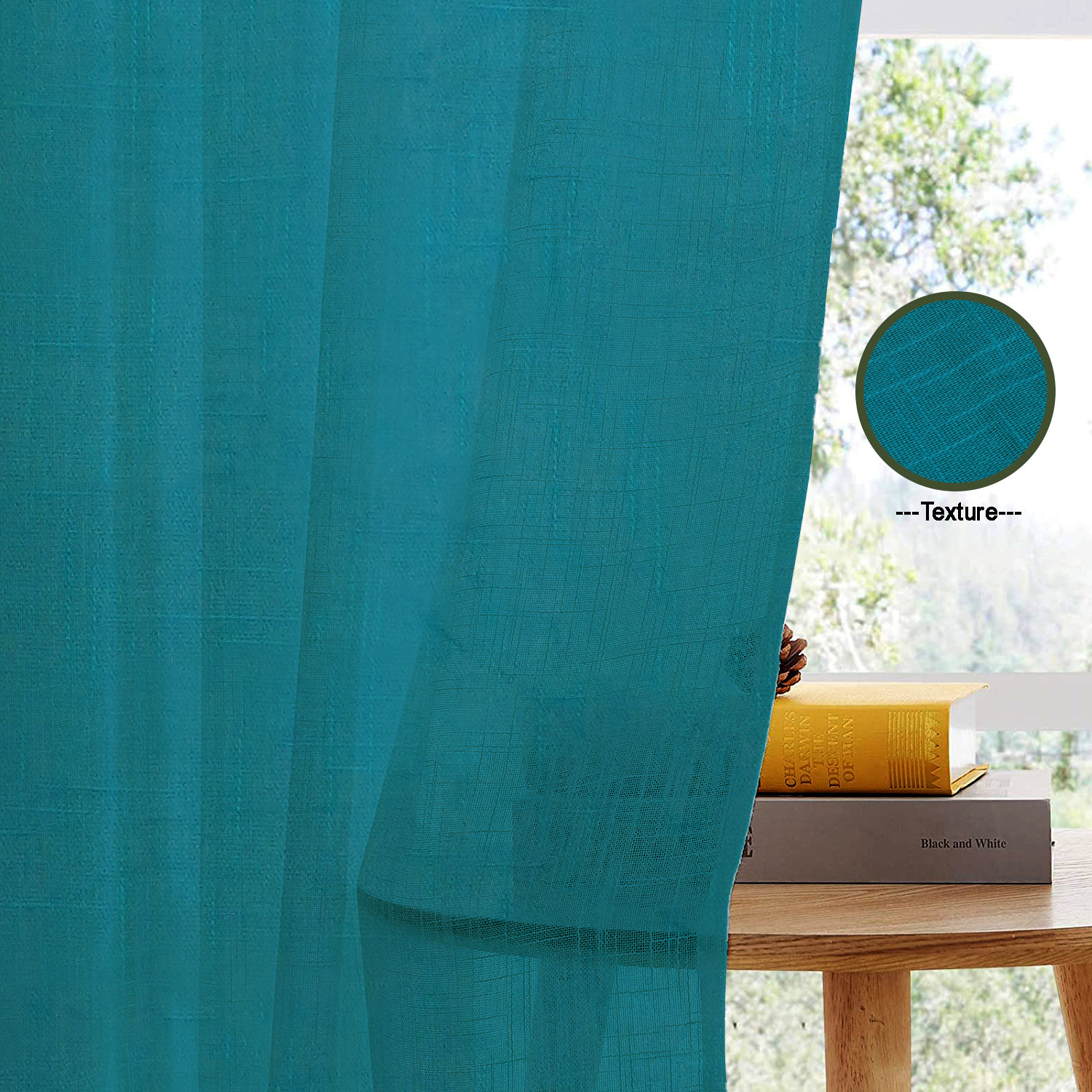 Image of HOMEMONDE 152 cm (5 ft) Window Cotton Transparent Curtain (Pack Of 2)