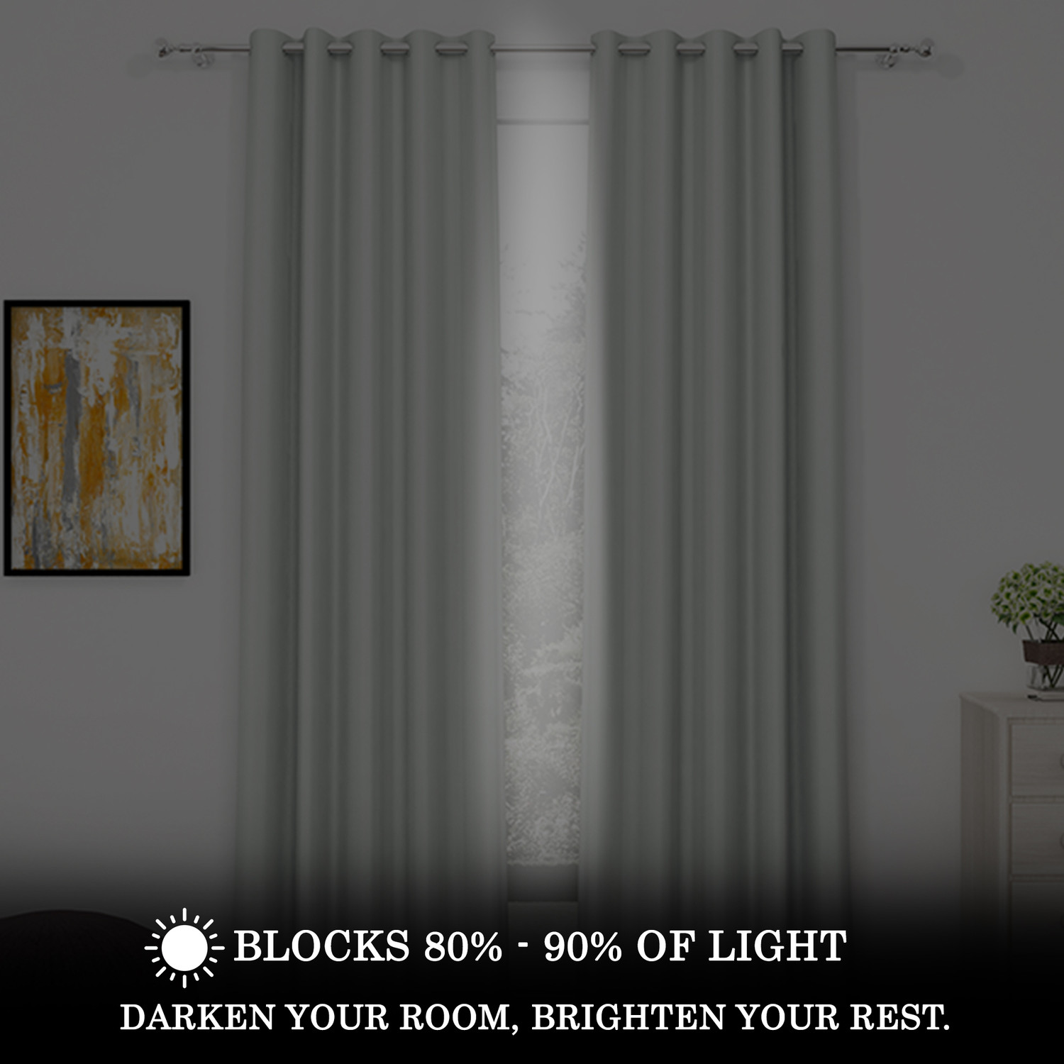 Image of Story@home 275 cm (9 ft) Long Door Polyester, Silk Blackout Curtain (Pack Of 2)
