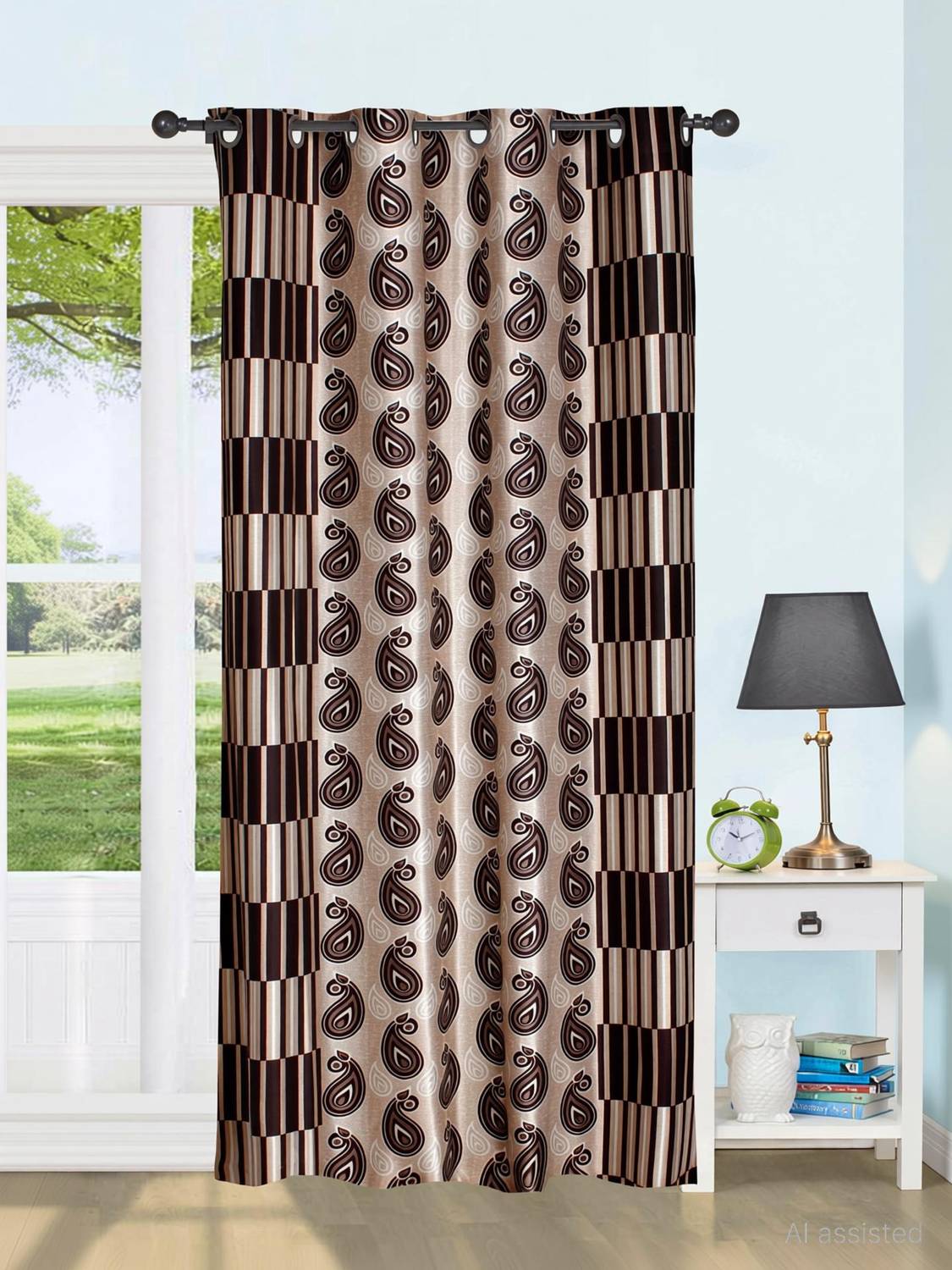 Achintya 213.36 cm (7 ft) Door Polyester Semi Transparent Curtain Single Curtain