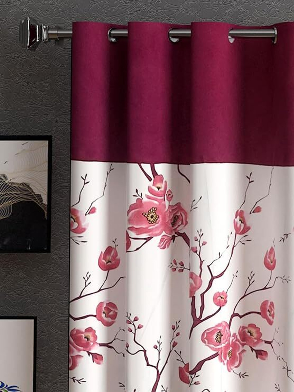 Image of Lunar Days 274 cm (9 ft) Long Door Polyester Room Darkening Curtain (Pack Of 3)