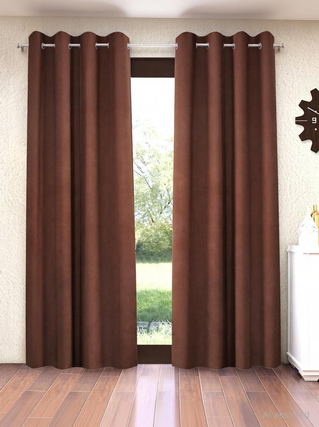 Image of Fashion String 274 cm (9 ft) Long Door Polyester Semi Transparent Curtain (Pack Of 2)