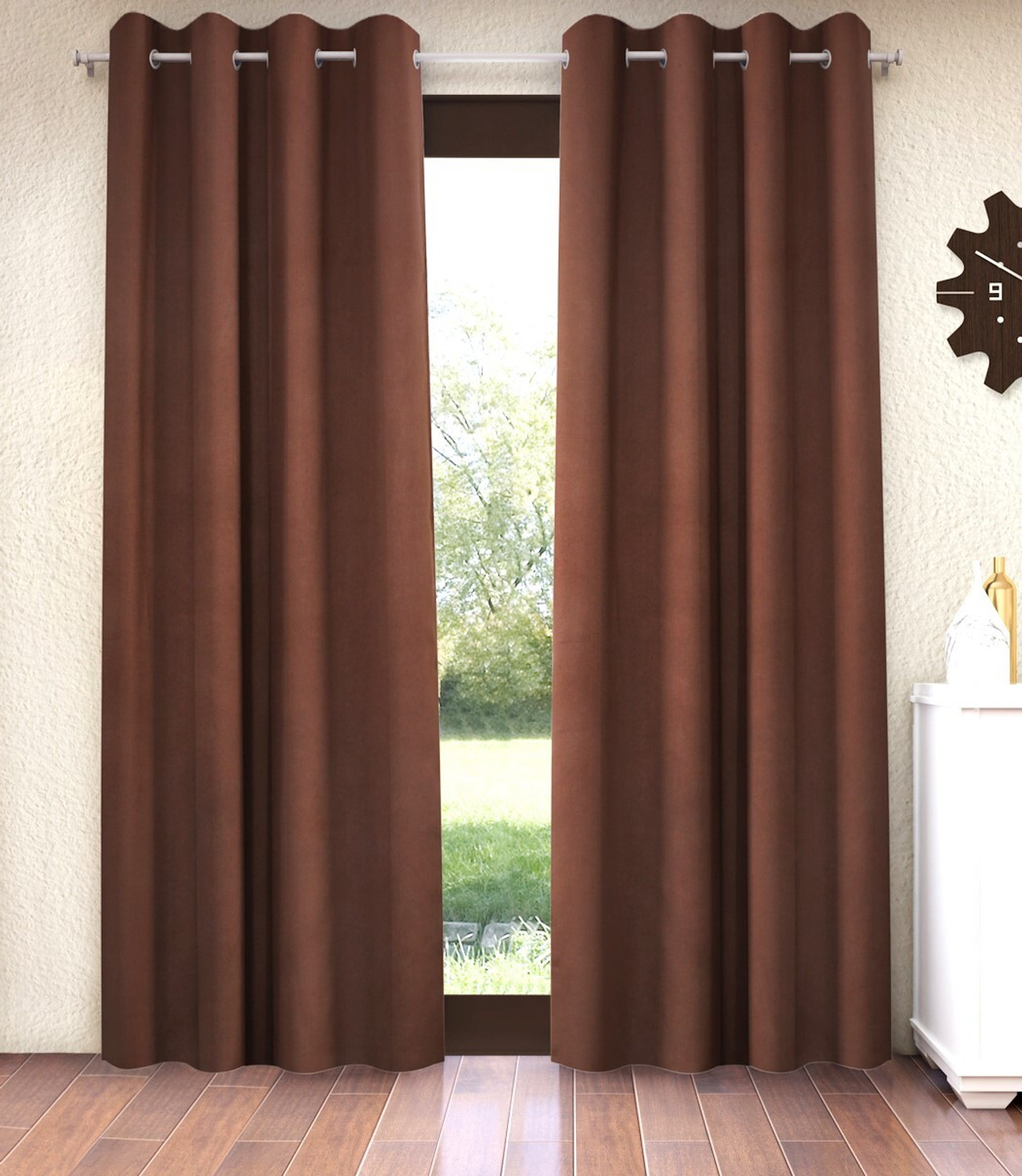 Image of Fashion String 274 cm (9 ft) Long Door Polyester Semi Transparent Curtain (Pack Of 2)