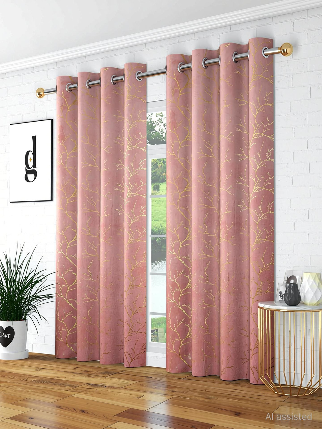 Image of Diara Homes 213 cm (7 ft) Door Velvet Room Darkening Curtain (Pack Of 2)