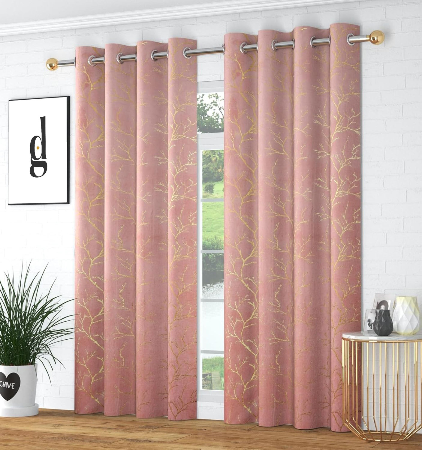 Image of Arick Home 274 cm (9 ft) Long Door Velvet Blackout Curtain (Pack Of 2)