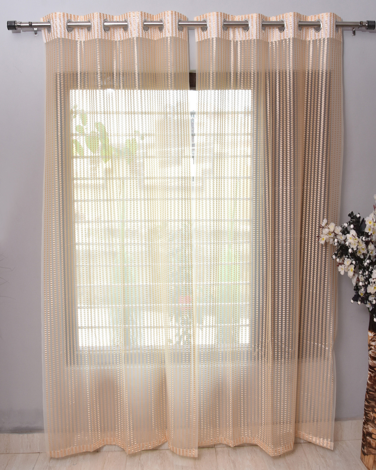 Image of Homefab India 152.4 cm (5 ft) Window Tissue Transparent Curtain (Pack Of 2)