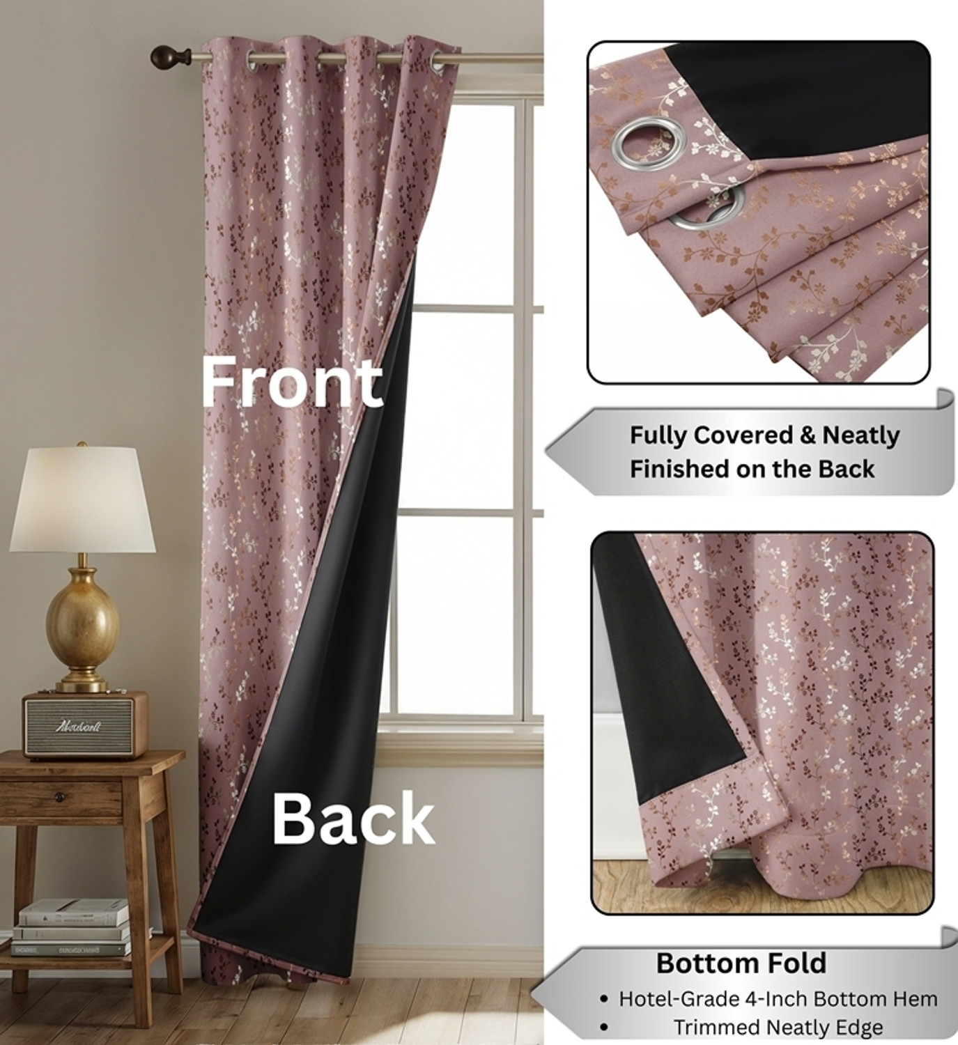 Image of RED RIBBON DECOR 152.4 cm (5 ft) Window Polyester Blackout Curtain (Pack Of 2)
