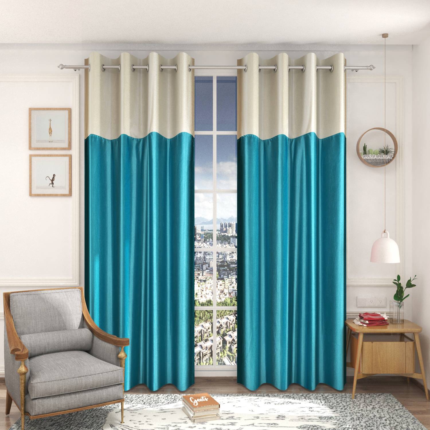 Arick Home 182 cm (6 ft) Shower Polyester Semi Transparent Curtain (Pack Of 2)