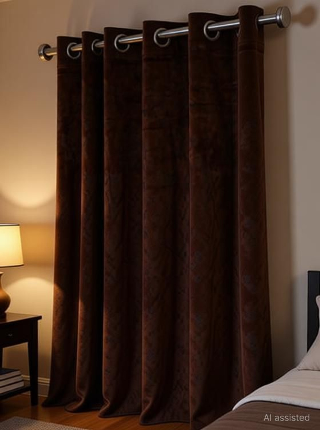Image of Kraftiq Homes 243 cm (8 ft) Door Velvet Room Darkening Curtain Single Curtain