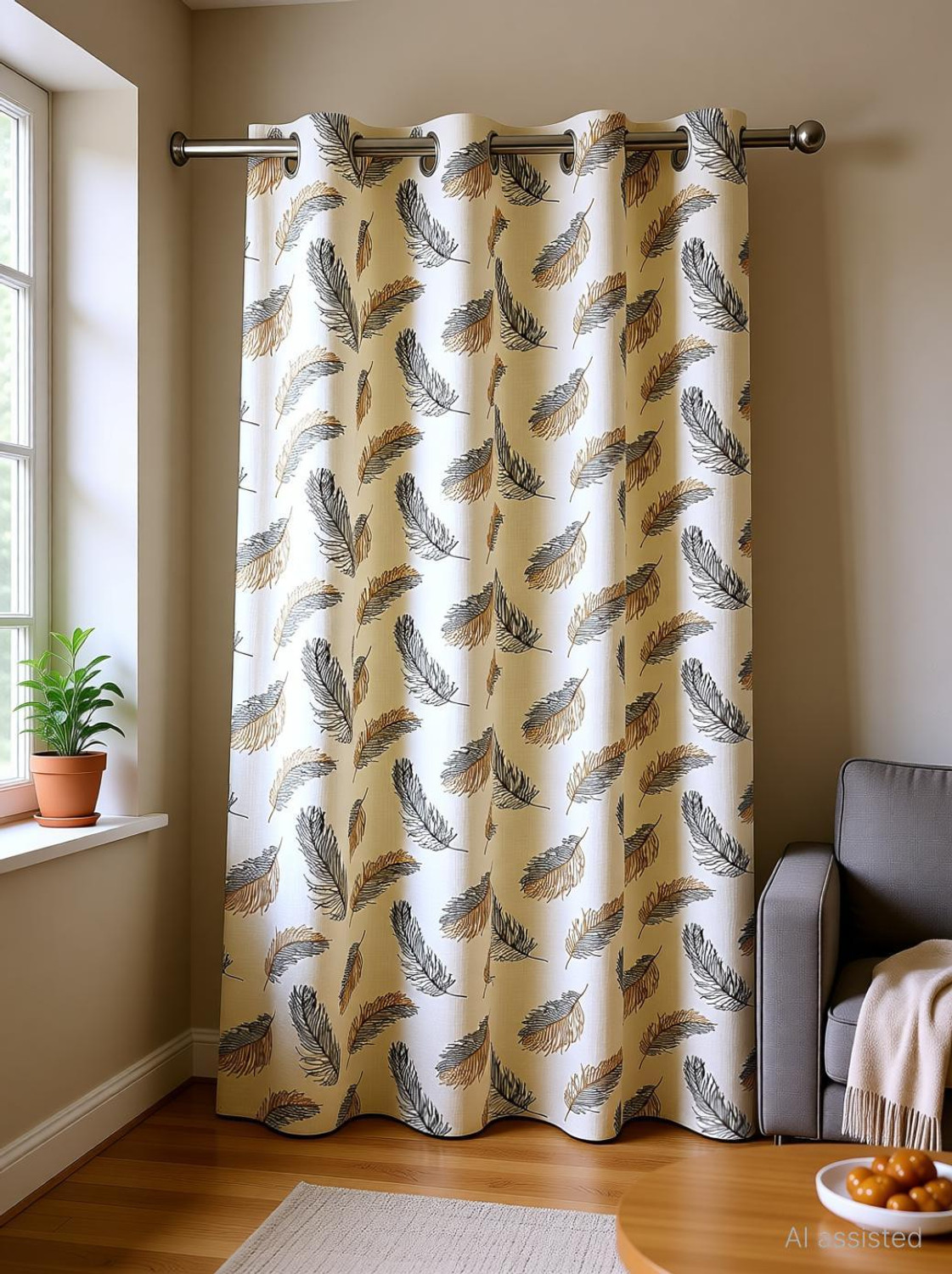 Image of Kraftiq Homes 274 cm (9 ft) Long Door Polyester Semi Transparent Curtain Single Curtain