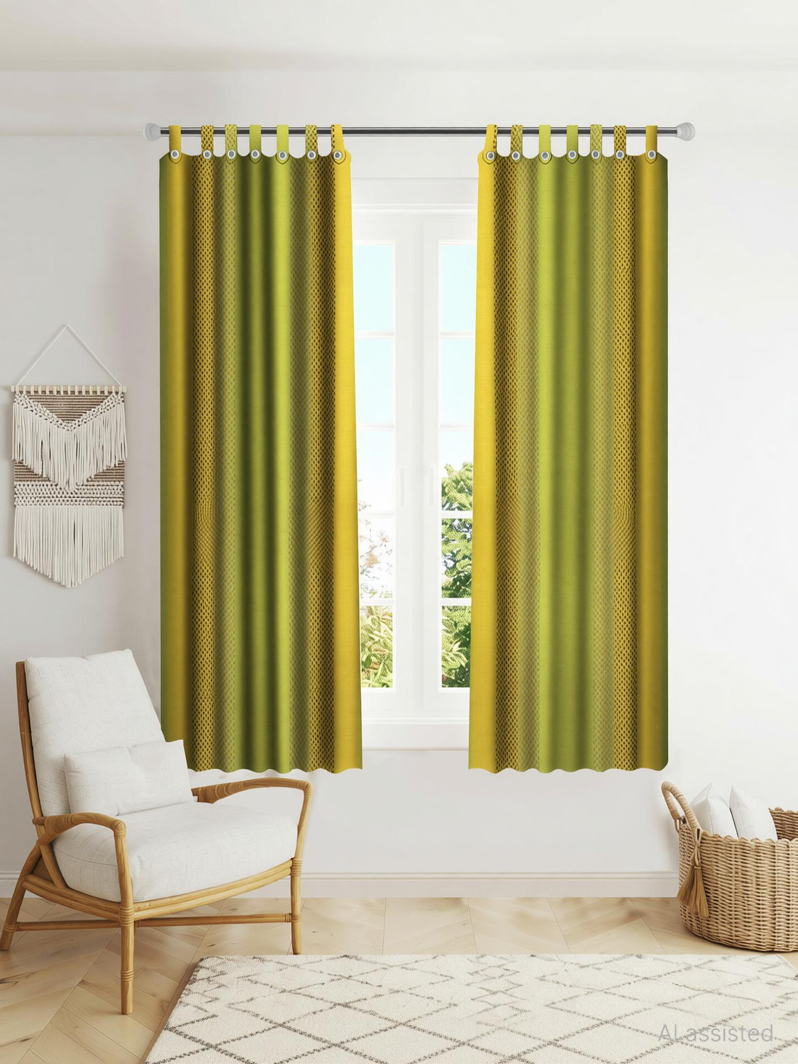 Image of Lakshmi 152 cm (5 ft) Window Cotton Semi Transparent Curtain (Pack Of 2)