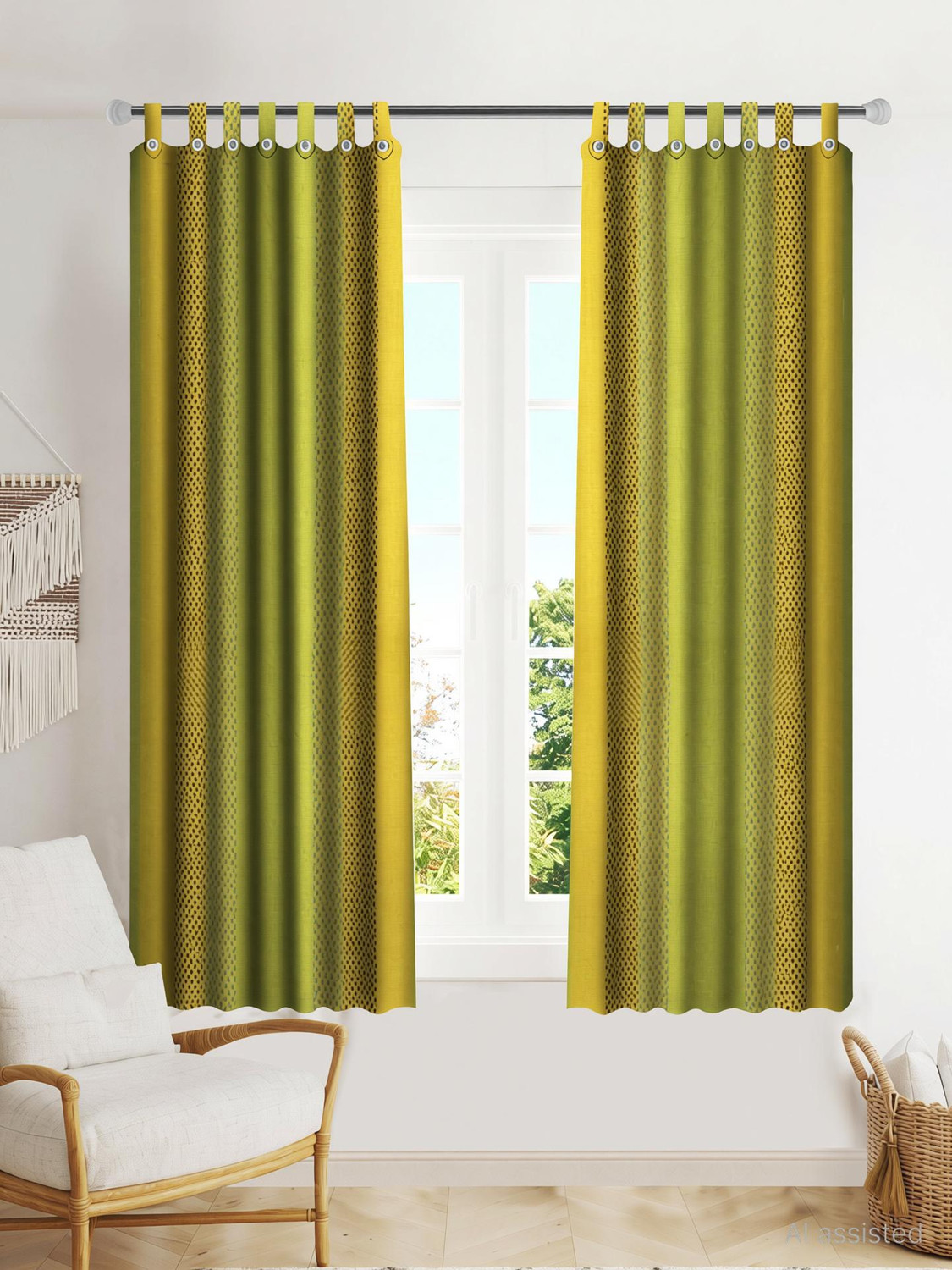 Image of Lakshmi 152 cm (5 ft) Window Cotton Semi Transparent Curtain (Pack Of 2)