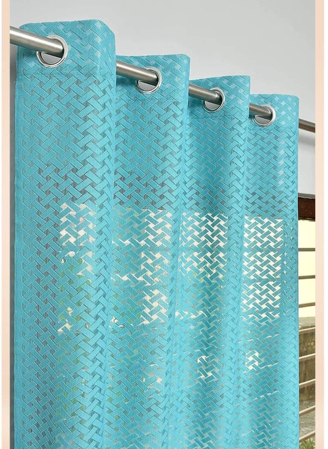 ABODRIC 274 cm (9 ft) Long Door Polyester Semi Transparent Curtain (Pack Of 2)