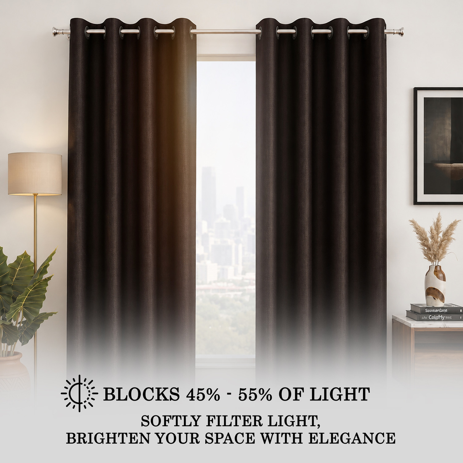 Image of Story@home 215 cm (7 ft) Door Polyester Semi Transparent Curtain (Pack Of 2)