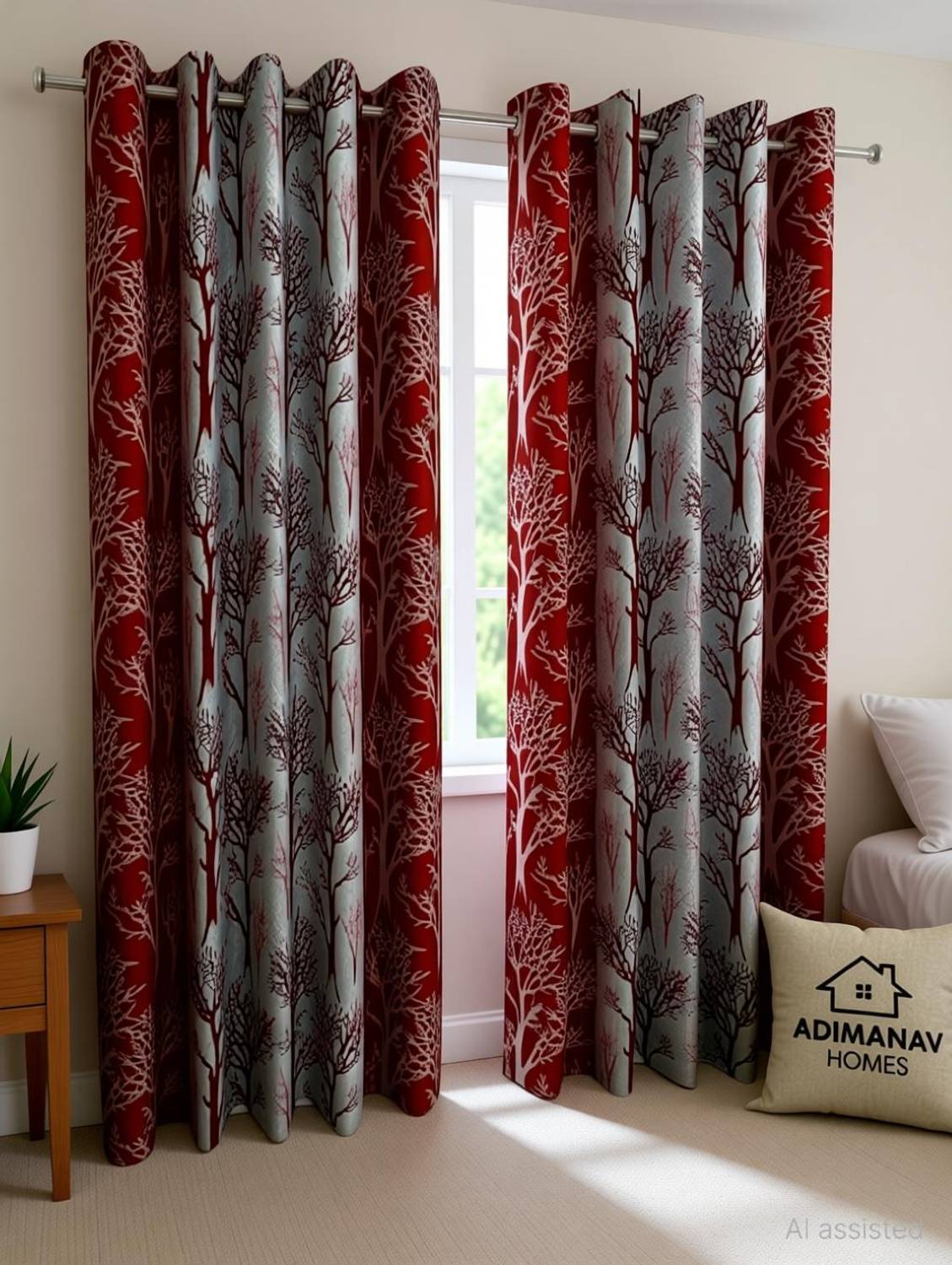 Adimanav 213.36 cm (7 ft) Door Polyester Semi Transparent Curtain (Pack Of 2)
