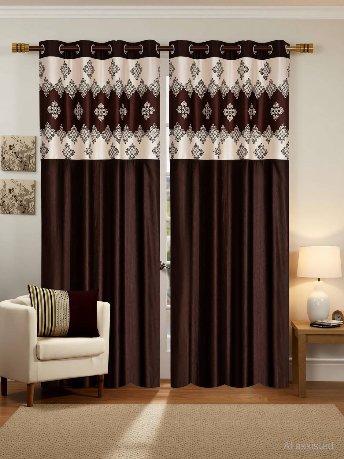 Stella Creations 214 cm (7 ft) Door Polyester Semi Transparent Curtain (Pack Of 2)