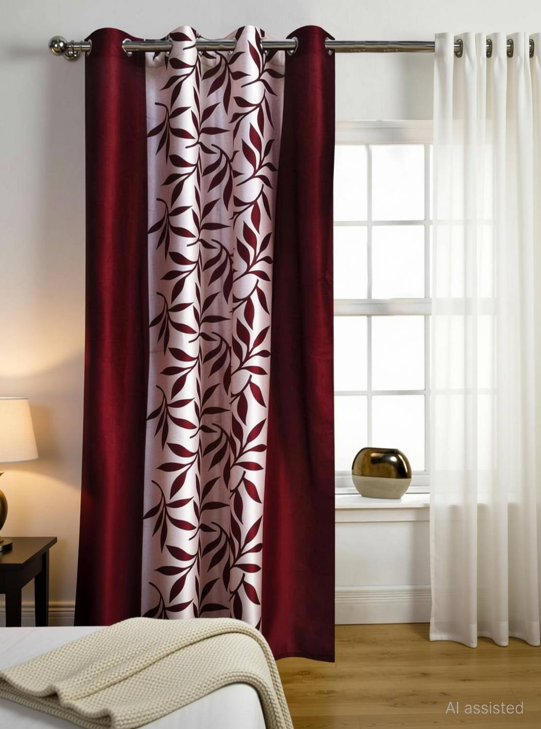 Panipat Textile Hub 210 cm (7 ft) Door Polyester Semi Transparent Curtain (Pack Of 2)