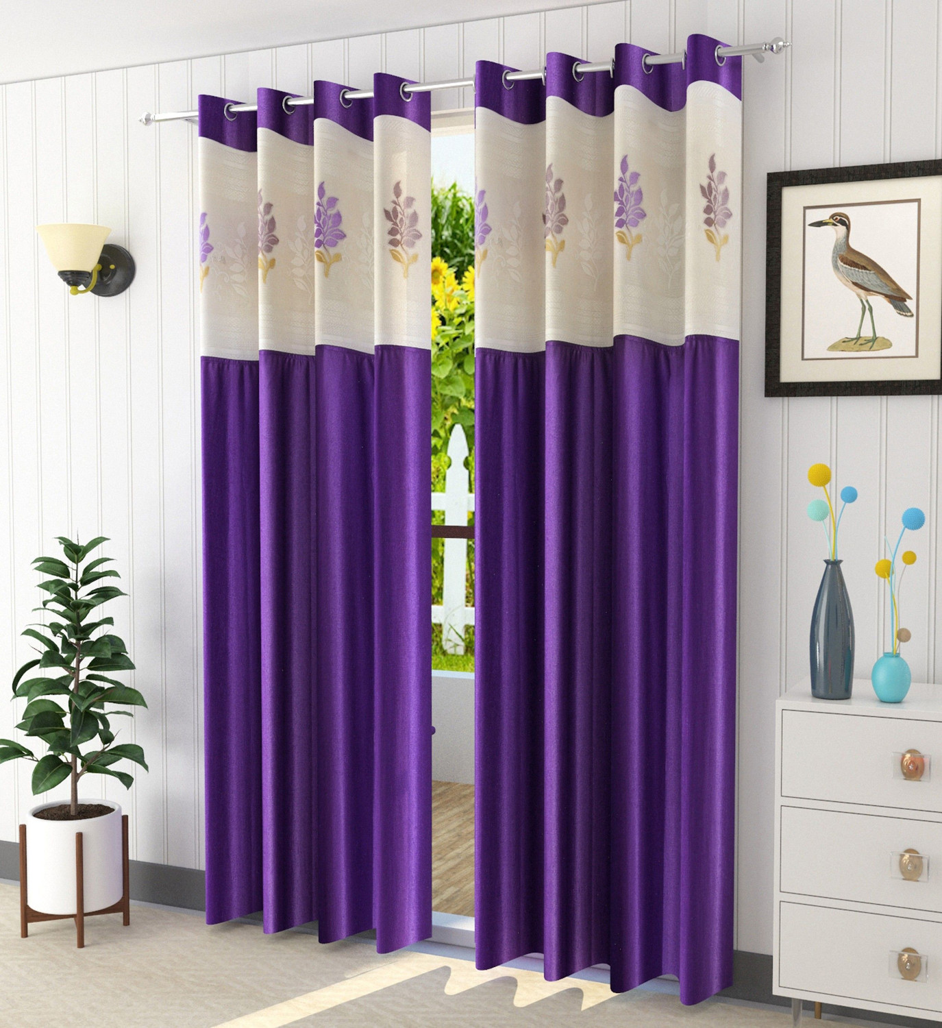 Image of Homefab India 244 cm (8 ft) Long Door Polyester Semi Transparent Curtain (Pack Of 2)