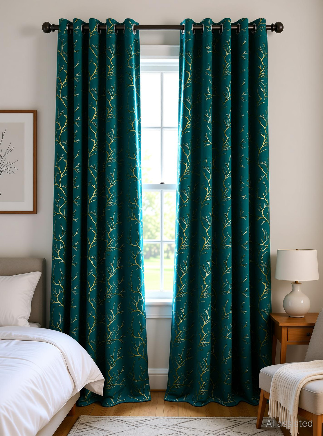 Image of Arick Home 182 cm (6 ft) Shower Velvet Blackout Curtain (Pack Of 2)