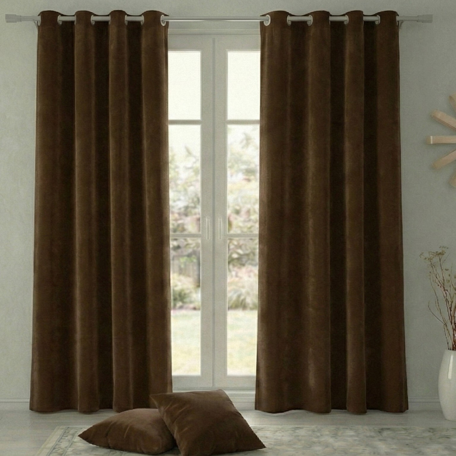 Image of Home Spark 244 cm (8 ft) Long Door Velvet Room Darkening Curtain (Pack Of 2)