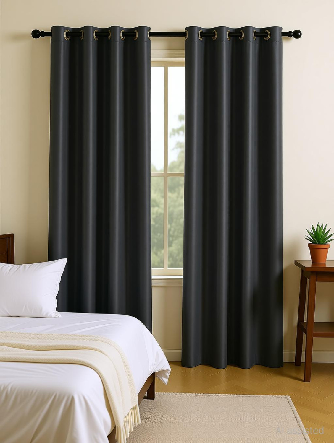 Image of LINENWALAS 274.32 cm (9 ft) Long Door Polyester Blackout Curtain (Pack Of 2)