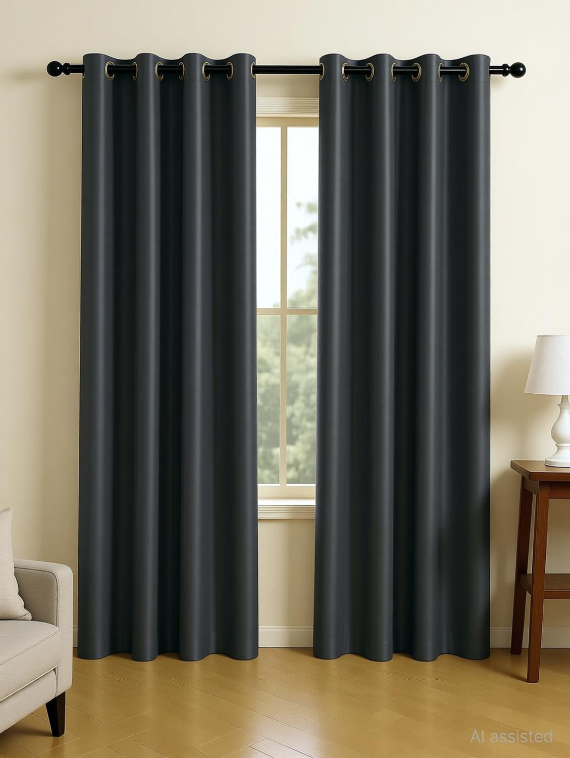 Image of LINENWALAS 274.32 cm (9 ft) Long Door Polyester Blackout Curtain (Pack Of 2)