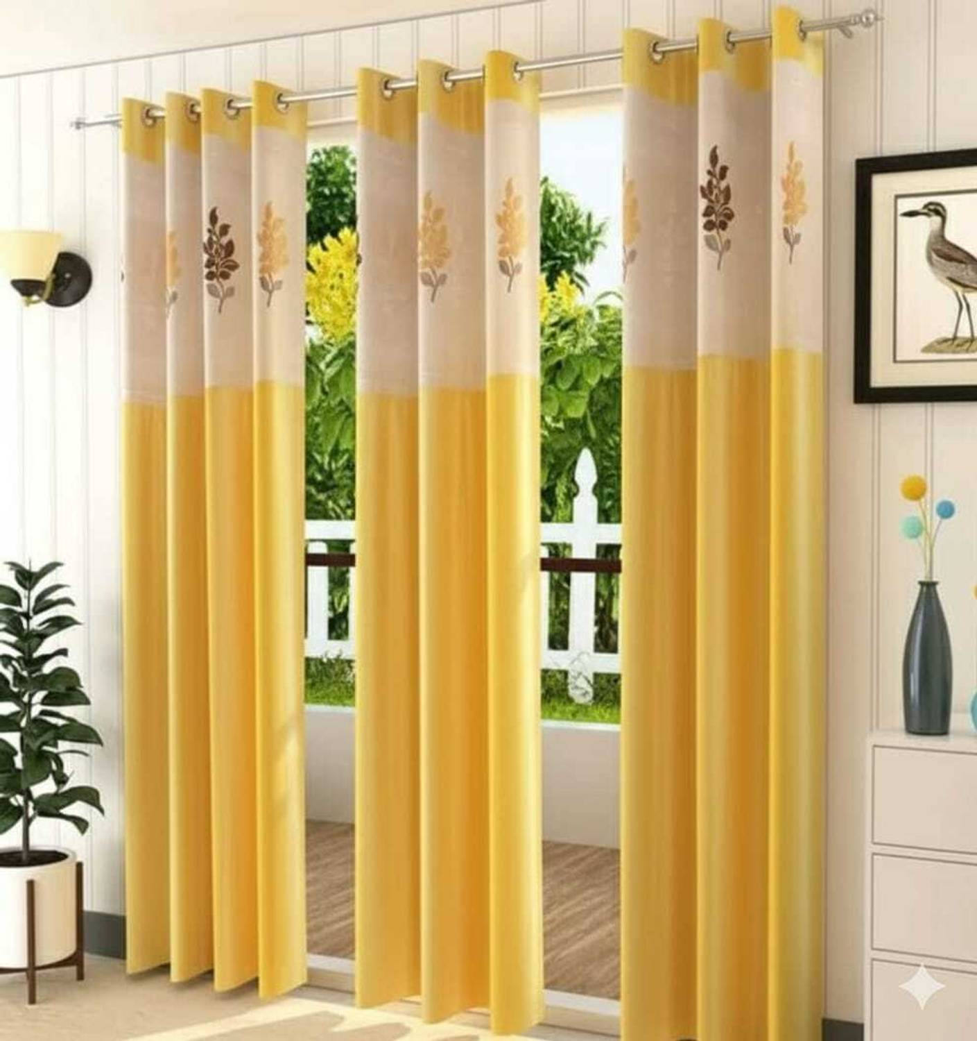AASHI TRADERS 275 cm (9 ft) Long Door Polyester Semi Transparent Curtain (Pack Of 3)