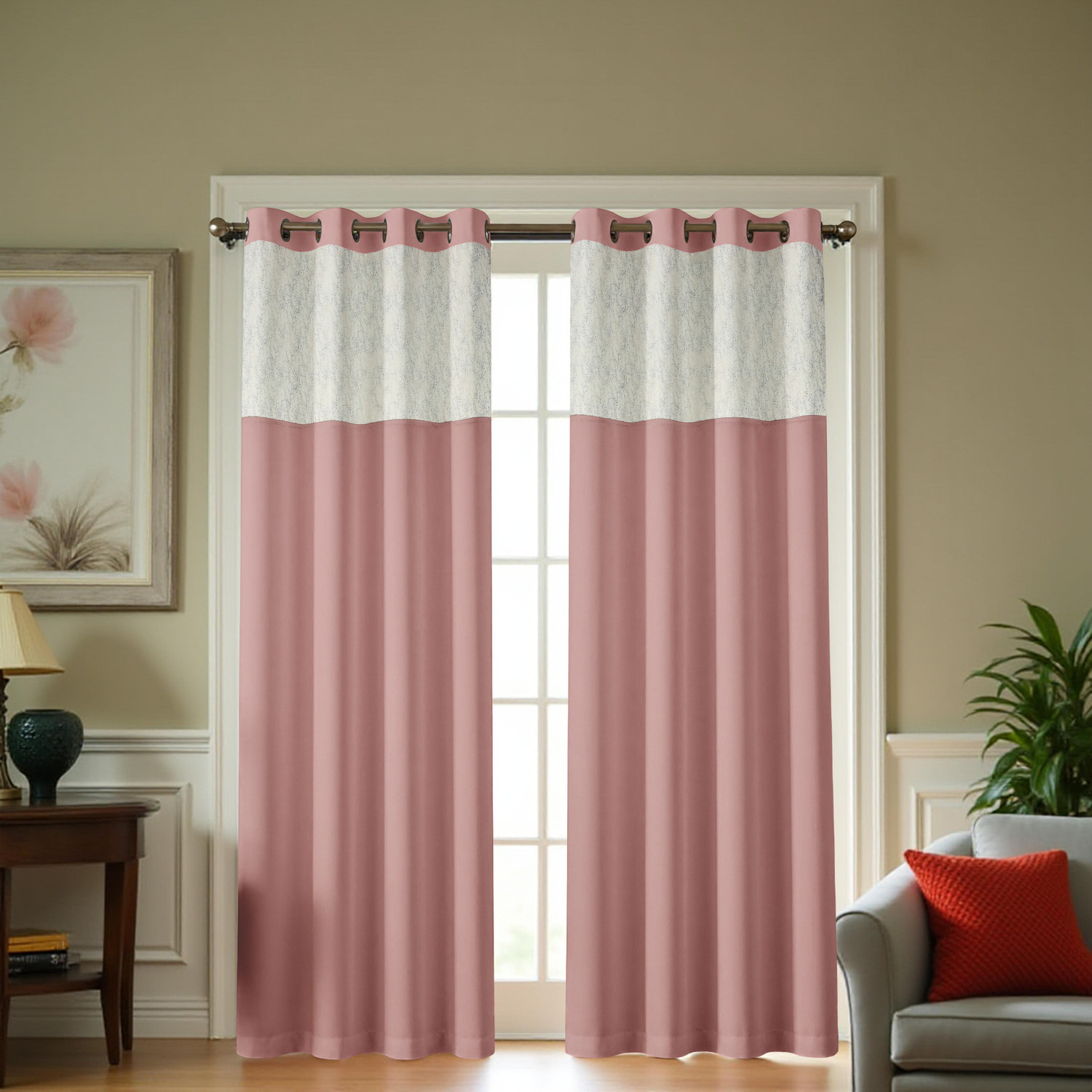 Image of Home Stylish 213 cm (7 ft) Door Silk Blackout Curtain (Pack Of 2)