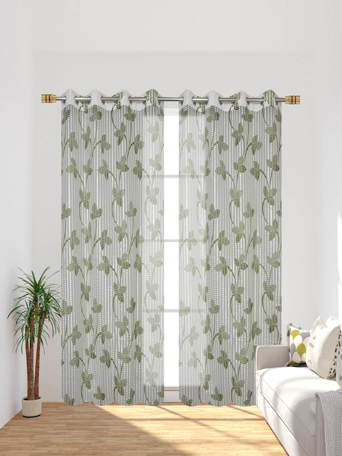 Galaxy Drape 153 cm (5 ft) Window Net Transparent Curtain (Pack Of 2)