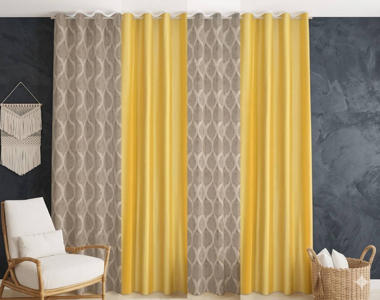 AASHI TRADERS 153 cm (5 ft) Window Polyester Semi Transparent Curtain (Pack Of 4)