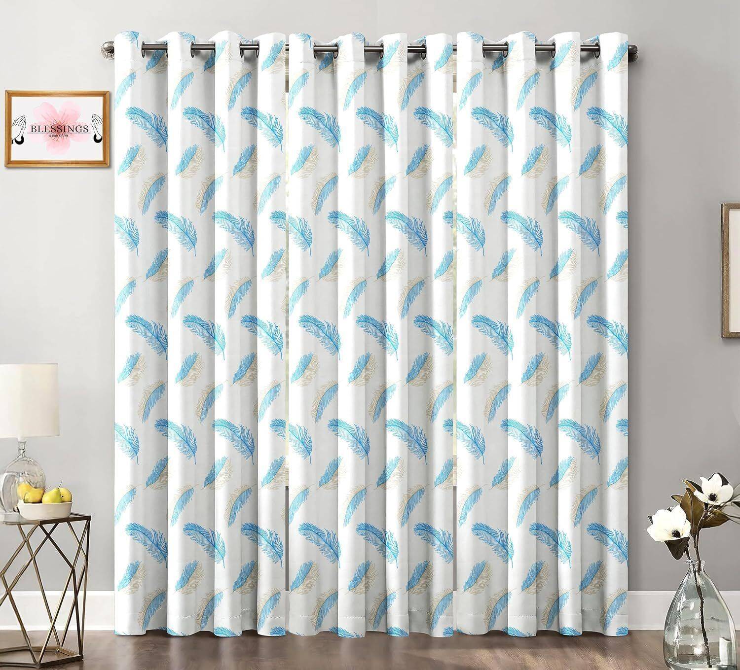 BLESSINGS 213.36 cm (7 ft) Door Polyester Room Darkening Curtain (Pack Of 3)