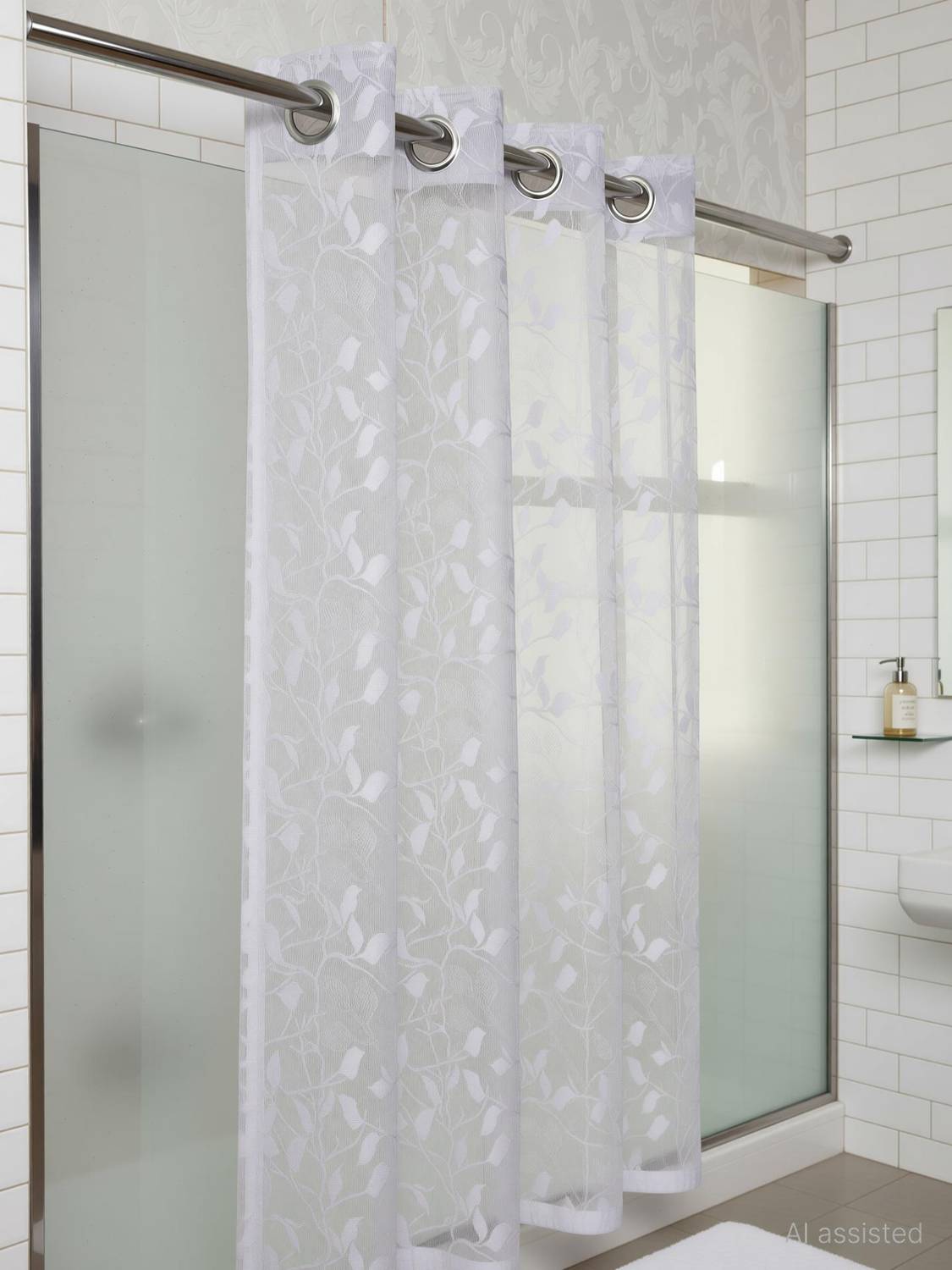 Arick Home 182 cm (6 ft) Shower Net Semi Transparent Curtain (Pack Of 2)