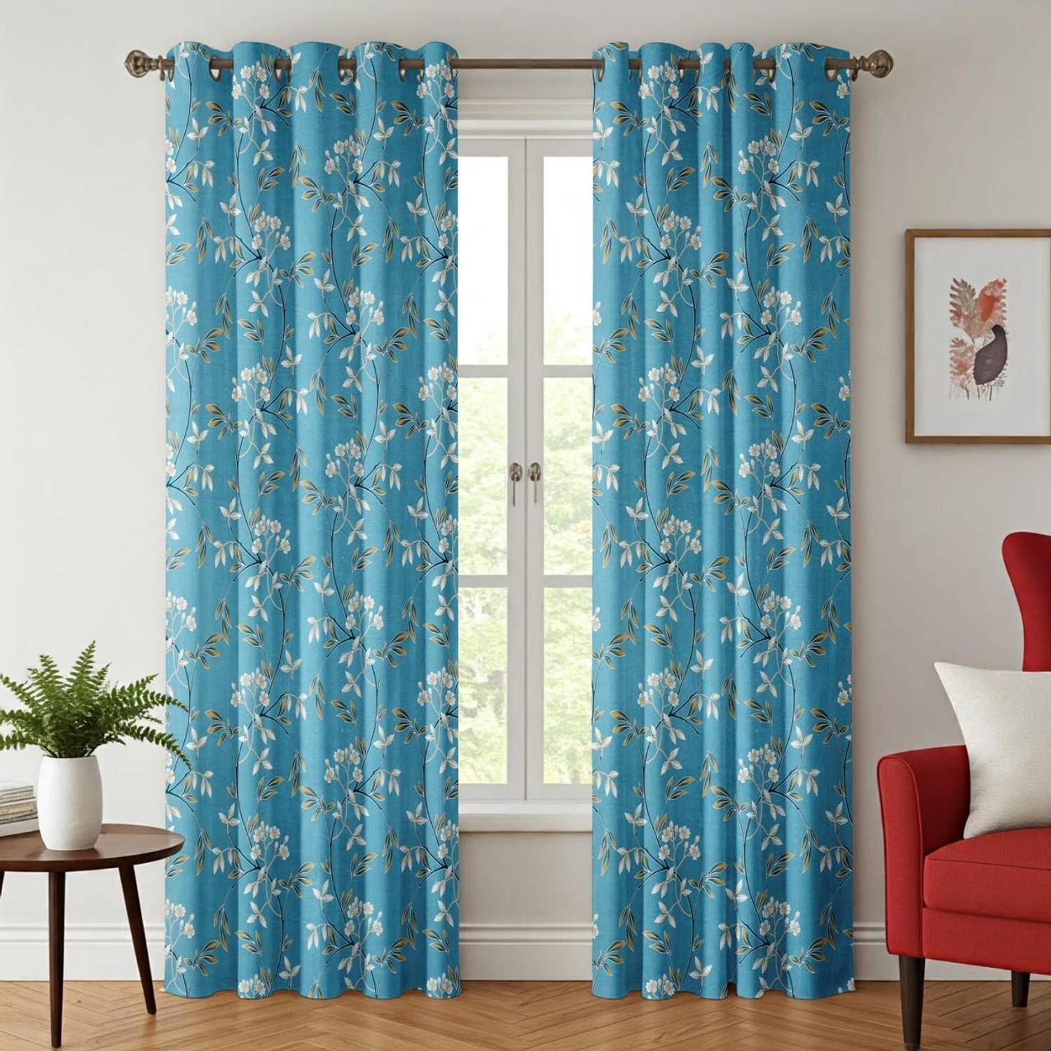 AH ARTSY HOME 154 cm (5 ft) Window Polyester Room Darkening Curtain (Pack Of 2)