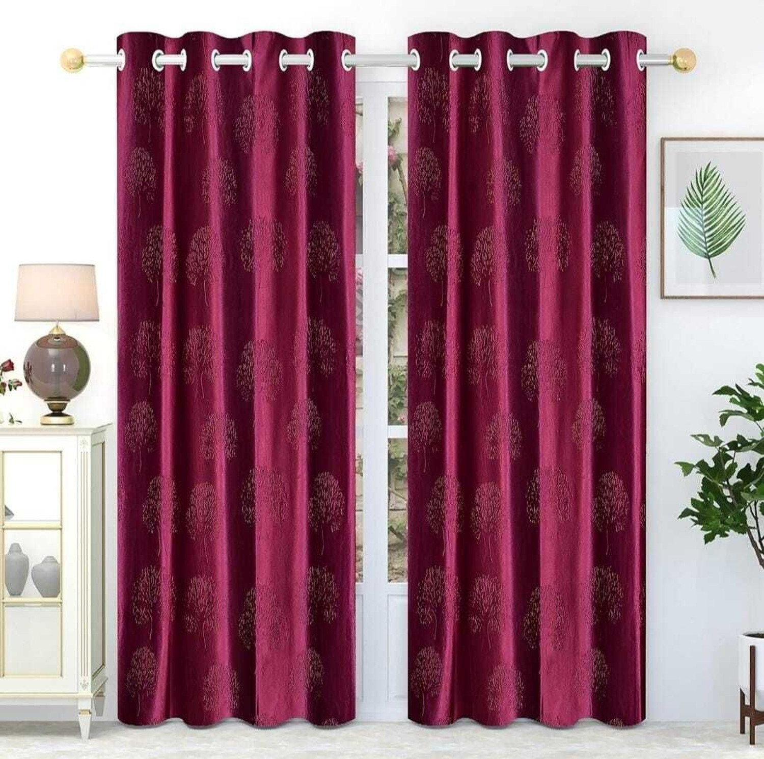 Image of RAEXBE 152 cm (5 ft) Window Polyester Room Darkening Curtain (Pack Of 2)