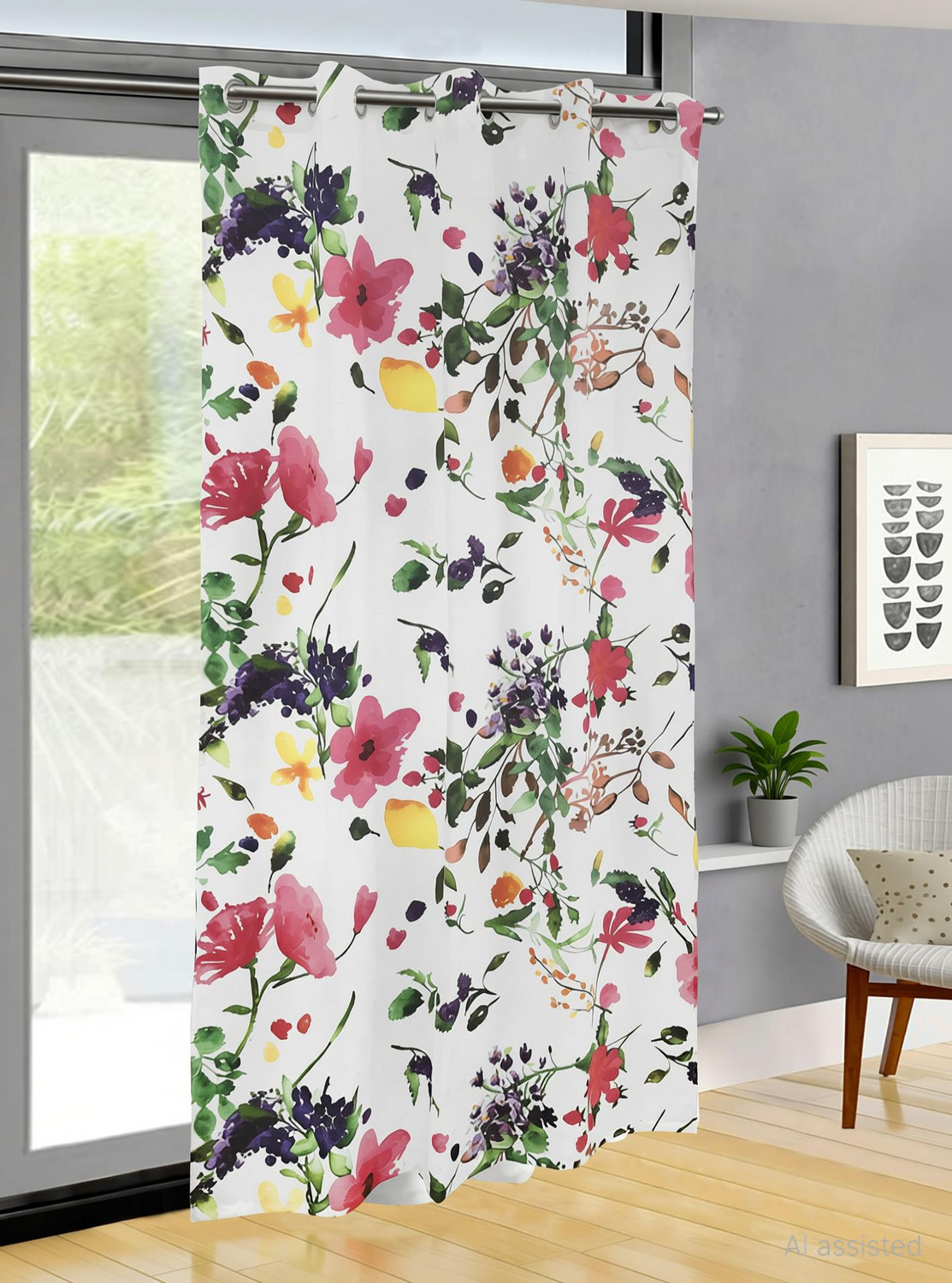 Image of OASIS 214 cm (7 ft) Door Cotton Semi Transparent Curtain Single Curtain