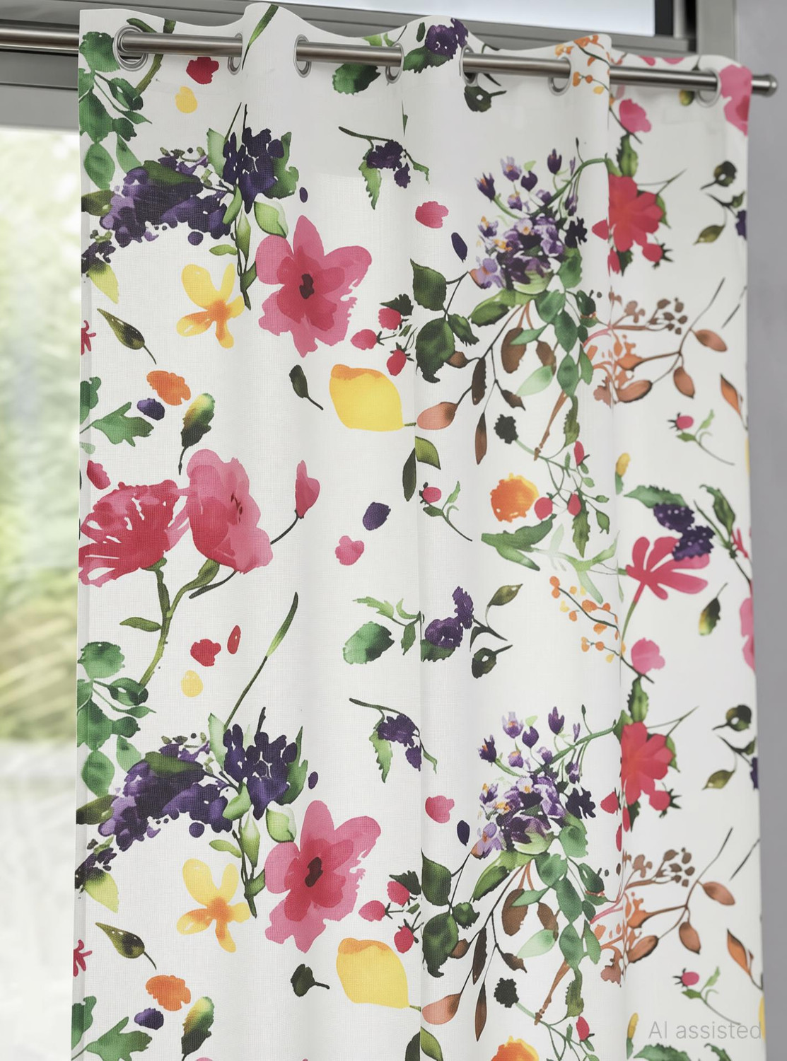 Image of OASIS 214 cm (7 ft) Door Cotton Semi Transparent Curtain Single Curtain