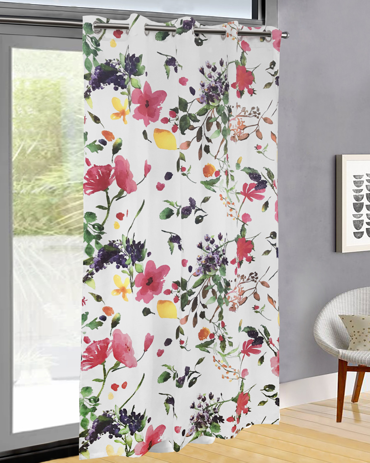 Image of OASIS 214 cm (7 ft) Door Cotton Semi Transparent Curtain Single Curtain