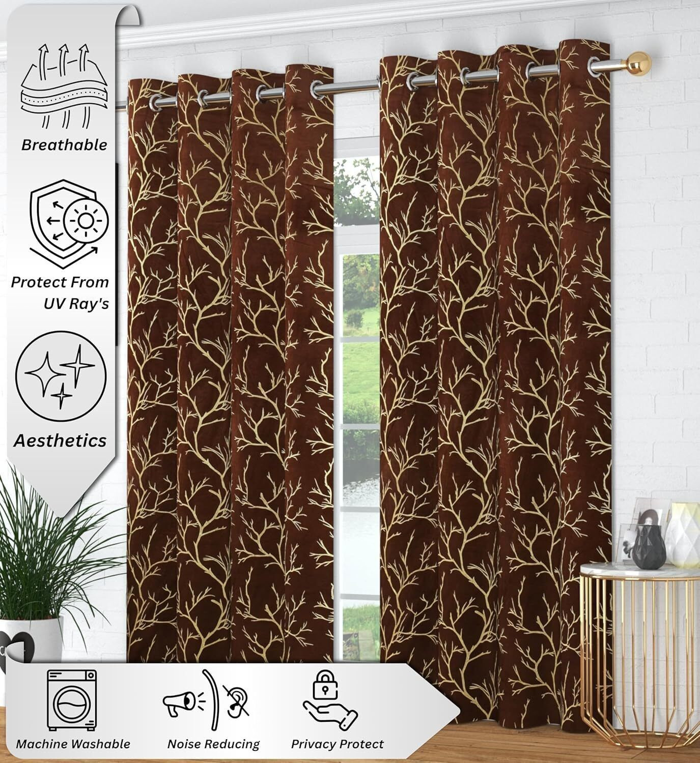 Image of Home Stylish 274 cm (9 ft) Long Door Velvet Blackout Curtain (Pack Of 2)