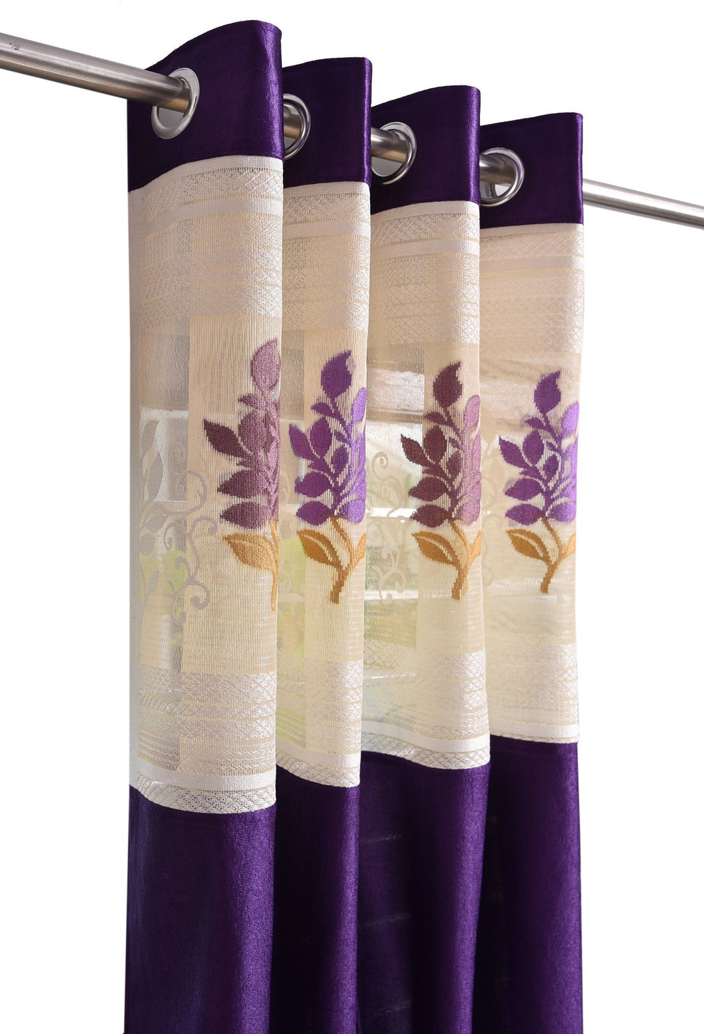 Image of Homefab India 244 cm (8 ft) Long Door Polyester Semi Transparent Curtain (Pack Of 2)
