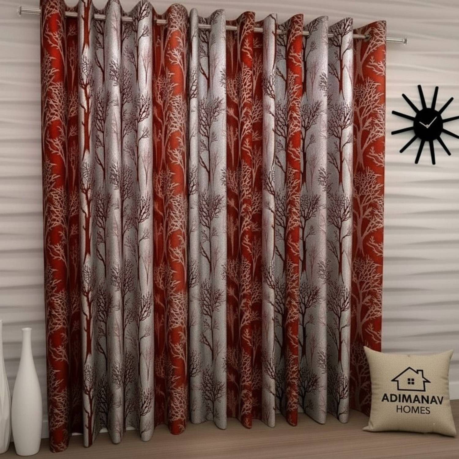 Adimanav 213.36 cm (7 ft) Door Polyester Semi Transparent Curtain (Pack Of 3)