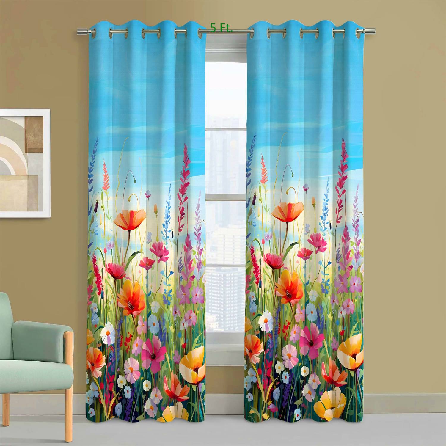 Abshant 152 cm (5 ft) Window Polyester Room Darkening Curtain (Pack Of 2)