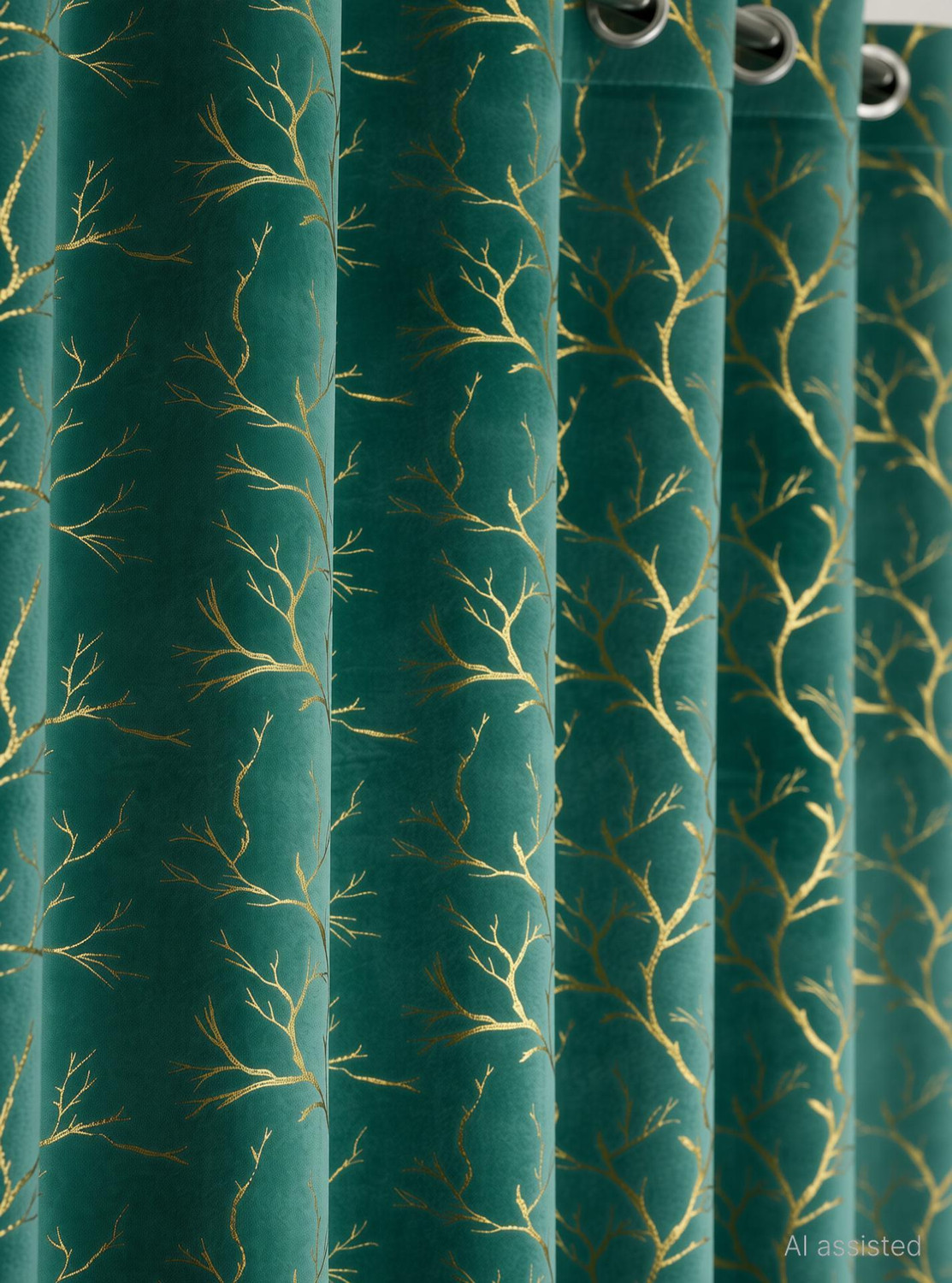 Image of FABDRAPE 274.32 cm (9 ft) Long Door Velvet Room Darkening Curtain (Pack Of 2)
